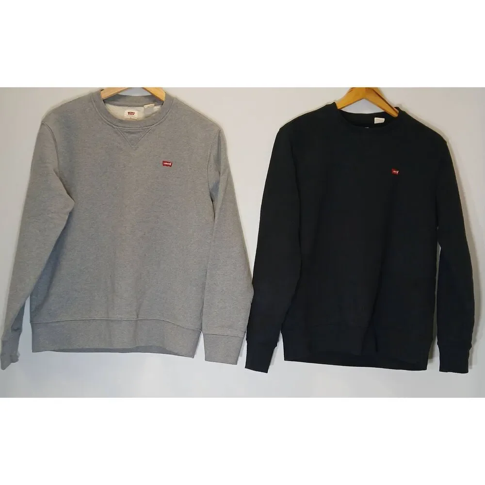 Levis mens small gray and black sweatshirt lot of 2 crewneck pullover